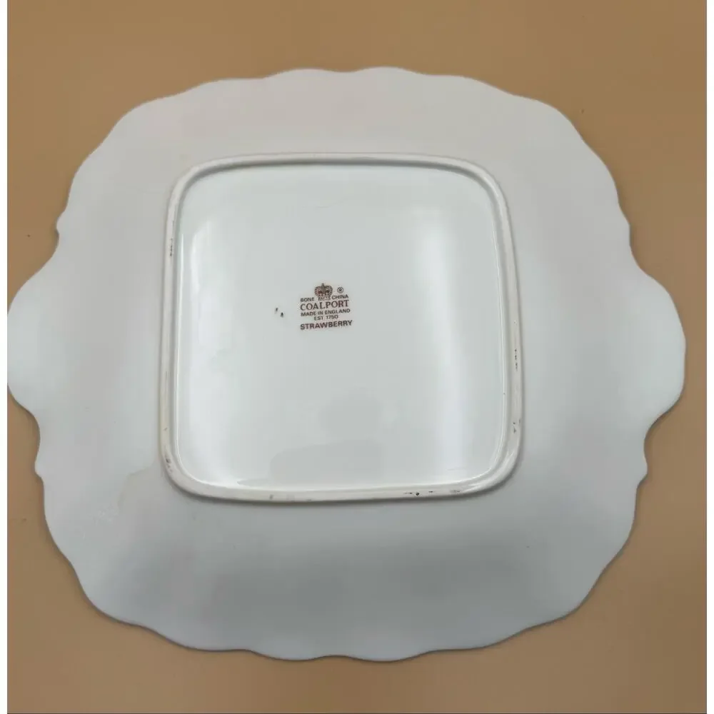 Coalport Strawberry Bone China Handled Cake Plate Serving Tray 10”Butterflies